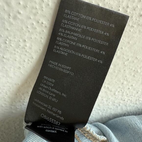 Free People Denim Mini Skirt Light Wash Blue Zip Front Stretchy Mid Rise Size 6 - Picture 9 of 9